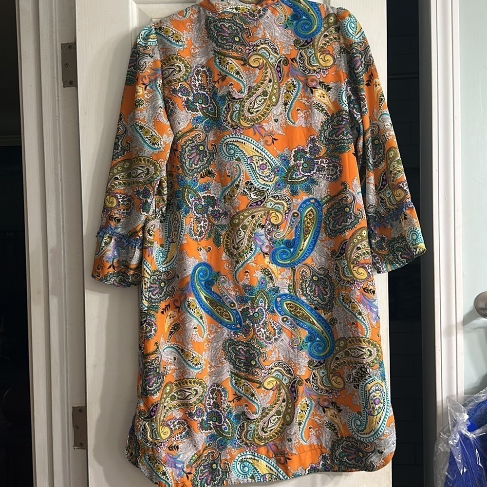 Jade dress m medium orange blue green paisley with lace - Picture 5 of 5